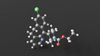 loratadine molecular structure, claritin, ball and stick 3d model, structural chemical formula with colored atoms