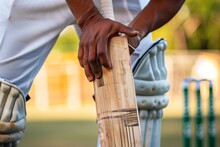 Player Checking Wooden Bat For Imperfections