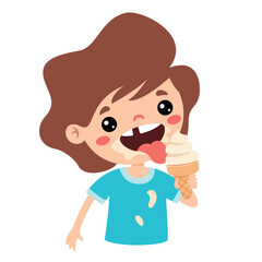 Illustration Of Kid With Ice Cream