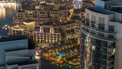 Wall Mural - Dubai downtown night aerial timelapse