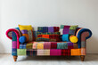 Colorful Patchwork Sofa in Minimalist Living Room