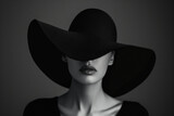 Fototapeta  - A woman wearing a black hat and a black dress