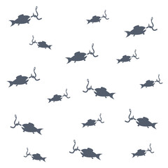 Canvas Print - Fish on hook icon isolated seamless pattern on white background