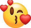 Face Blowing Kiss With Hearts Emoji Icon