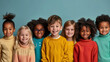 © Bnetto - Cheerful children of different ethnicities in diversity photo shoot on soft color background.
