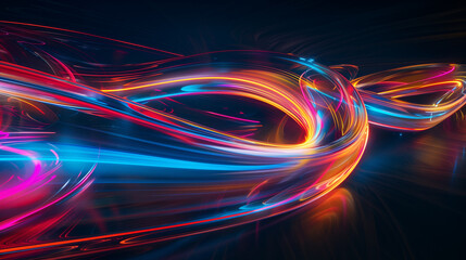 Wall Mural - abstract colorful high-speed light trails background, motion effect, neon fastest glowing light, emp