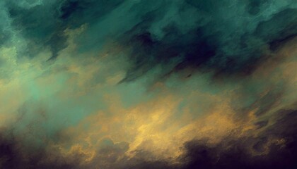 Wall Mural - horror green blue clouds dark grunge smoke texture black haunted background thriller mystery poster