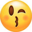 Emoji Face Puckered Lips Kissing Blushing Winking Icon