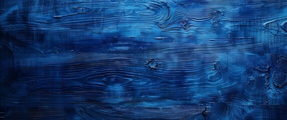 Wall Mural - Texture of an old wooden board with grain and a rough surface. Abstract blue background, wood texture, painted with oil paints in the style of rough brush strokes, dark blue color, top view. 