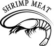 Set of shrimps meat labels, badges and design elements in vector. Sunburst, anchors, labels templates for seafood logotypes. Vector illustration.