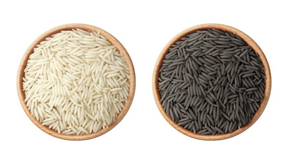 Wall Mural - white and black rice in a bowl top view isolated on transparent background cutout