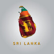 Sri Lanka country map with flag
