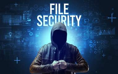 Poster - Faceless man with online security concept