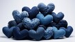 Collection of Denim Hearts in Various Shades