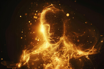 Wall Mural - glowing human soul is illuminated with warm ethereal light against dark backdrop. ethereal essence o