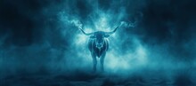 Bull On Blue Business Background Original Illustration