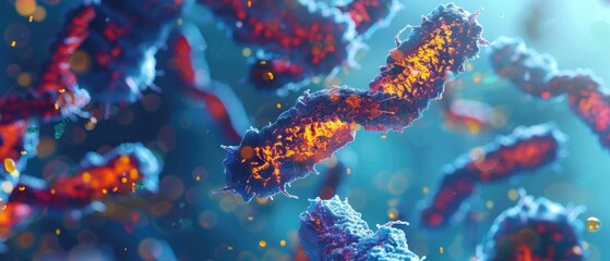 A closeup view of a chromosome being duplicated during cell division, with emphasis on the replication process  3D illustration