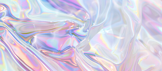 Sticker - abstract 3d background with colorful iridescence waves