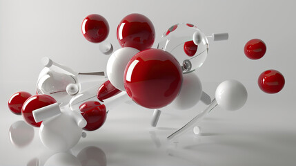 Poster - Red and glass balls on a gray background