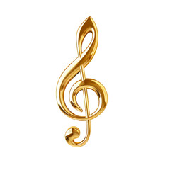 golden treble clef. isolated on transparent background.