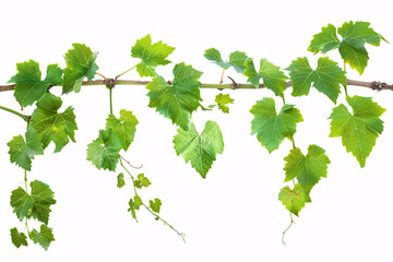 Wall Mural - Green grapevine leaves isolated on white background