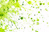 Fototapeta Panele - Vivid green watercolor paint splashes spread on white background