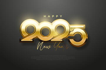 Sticker - Happy New Year 2025. With unique number illustrations and elegant colors. Premium number design for calendar and banner design. 2025