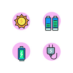 Canvas Print - Energy line icon set. Electric plug, battery, charging, sun energy. Can be used for topics like technology, equipment, electronics.