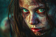 survivor of a zombies close up, portrait,
