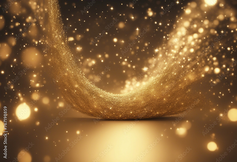 Digital Gold Particles Wave and light abstract background with shining ...