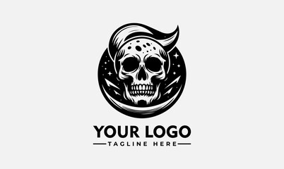 Wall Mural - Versatile Skull Logo - Ideal for Apparel, Web, and More!
This sleek skull logo is perfect for a variety of uses, from t-shirts to websites. Featuring a striking black and white vector graphic, 