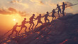 © Wijaya - people working together are illustrated climbing a mountain generative ai