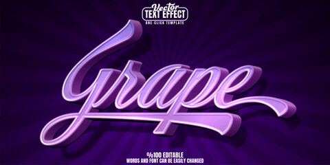 Grape editable text effect, customizable fruit and wine 3D font style