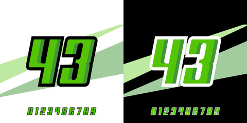 Sticker - Effect number 43 racing design editable vector template, with green color for racing, racing, sports, races, esports