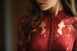 Gorgeous red lingerie closeup shot