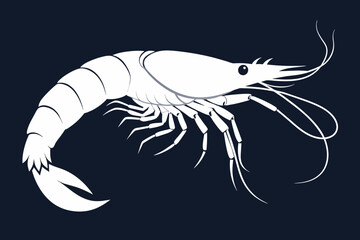 Wall Mural - shrimp-silhouette-vector-white-background.