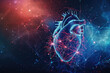 Human heart anatomy with X-ray images and scientific data. Digital healthcare, research and medical technology concept