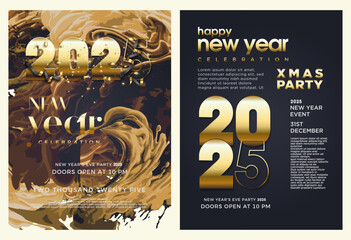 Wall Mural - Modern and elegant design Happy new year 2025 with shiny gold numbers on textured background. Premium design for banners, posters, calendars or social media posts. 2025