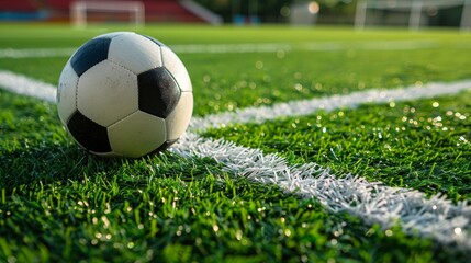 Wall Mural - Soccer Ball on Lush Green Field