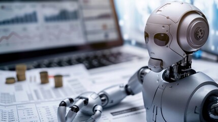 Poster - AI robots analyze financial data Investment recommendations Referring to AI technology that helps manage money