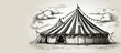 Vintage circus tent vehicle sketch style raster illustration. Old engraving imitation. Vintage circus tent hand drawn sketch imitation generative by ai..