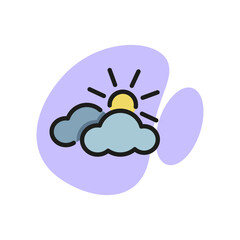 Poster - Icon of clouds and sun. Sky, weather, forecast. Nature concept. Can be used for topics like climate, season, summer.