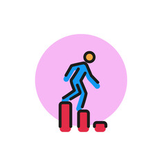 Wall Mural - Icon of man going down on diagram. Metaphor, chart, businessman. Business failure concept. Can be used for topics like business, loss, decrease