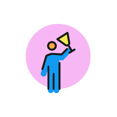 Sticker - Icon of man raising glass. Party, liquor, holiday. Celebration concept. Can be used for topics like bar, holiday, festival.