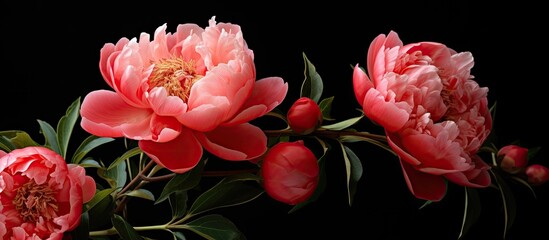 Poster - Three pink flowers on one branch