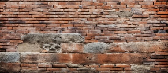 Canvas Print - A brick wall featuring a stone face in close-up