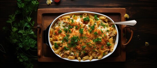 Canvas Print - A dish of pasta with cheese and parsley