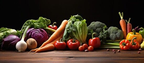 Wall Mural - A close up of assorted raw vegetables on a table