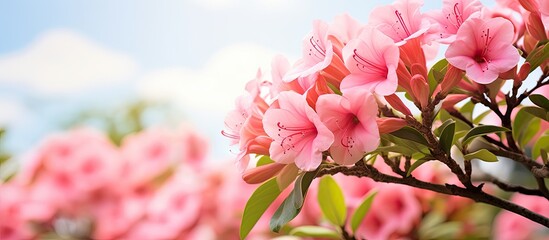 Poster - Pink flowers bloom on tree