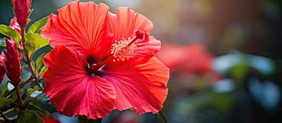 Poster - A red flower in the garden